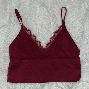 Maroon lace bralette